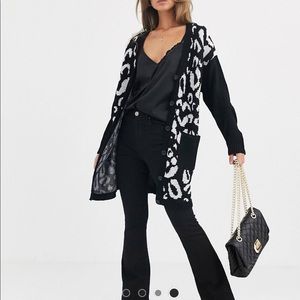Liquorish longline cardigan in leopard print